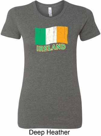St Patrick's Day Distressed Ireland Flag Ladies Longer Length Shirt