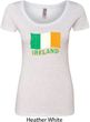 St Patrick's Day Distressed Ireland Flag Ladies Scoop Neck Shirt