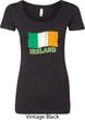 St Patrick's Day Distressed Ireland Flag Ladies Scoop Neck Shirt