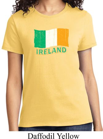 St Patrick's Day Distressed Ireland Flag Ladies Shirt