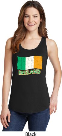 St Patrick's Day Distressed Ireland Flag Ladies Tank Top