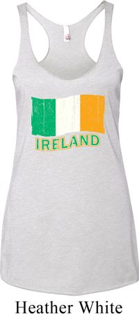 St Patrick's Day Distressed Ireland Flag Ladies Tri Blend Racerback