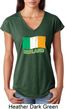 St Patrick's Day Distressed Ireland Flag Ladies Tri Blend V-Neck Shirt