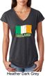 St Patrick's Day Distressed Ireland Flag Ladies Tri Blend V-Neck Shirt
