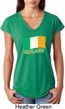 St Patrick's Day Distressed Ireland Flag Ladies Tri Blend V-Neck Shirt
