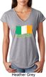 St Patrick's Day Distressed Ireland Flag Ladies Tri Blend V-Neck Shirt