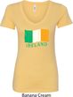 St Patrick's Day Distressed Ireland Flag Ladies V-Neck Shirt