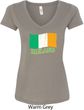 St Patrick's Day Distressed Ireland Flag Ladies V-Neck Shirt