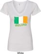 St Patrick's Day Distressed Ireland Flag Ladies V-Neck Shirt