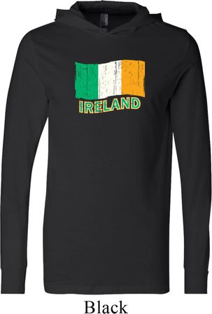 St Patrick's Day Distressed Ireland Flag Lightweight Hoodie Tee
