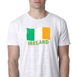 St Patrick's Day Distressed Ireland Flag Mens Burnout Shirt