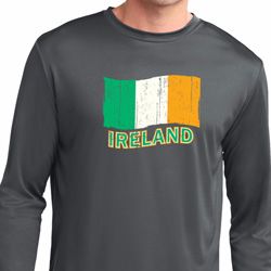 St Patrick's Day Distressed Ireland Flag Mens Dry Wicking Long Sleeve