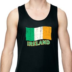 St Patrick's Day Distressed Ireland Flag Mens Moisture Wicking Tanktop