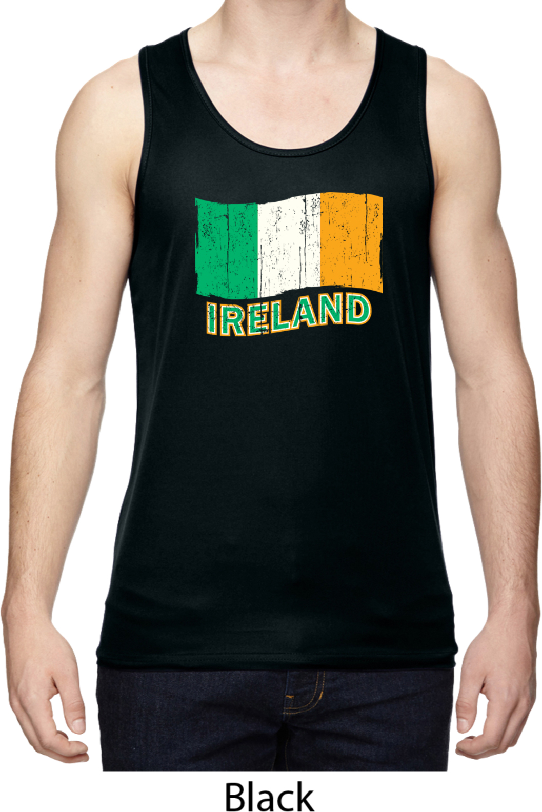 St Patrick's Day Distressed Ireland Flag Mens Moisture Wicking Tanktop