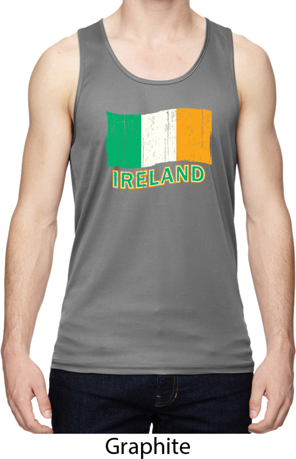 St Patrick's Day Distressed Ireland Flag Mens Moisture Wicking Tanktop