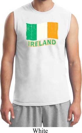St Patrick's Day Distressed Ireland Flag Mens Muscle Shirt