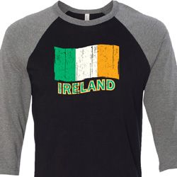 St Patrick's Day Distressed Ireland Flag Mens Raglan Shirt