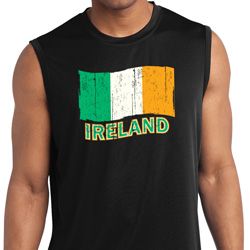 St Patrick's Day Distressed Ireland Flag Mens Sleeveless Dry Wicking