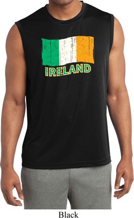 St Patrick's Day Distressed Ireland Flag Mens Sleeveless Dry Wicking