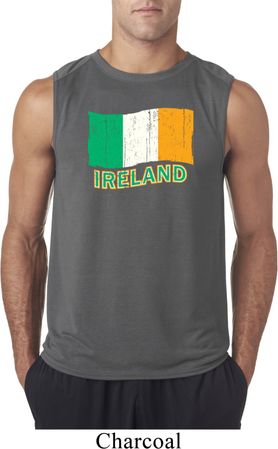 St Patrick's Day Distressed Ireland Flag Mens Sleeveless Shirt
