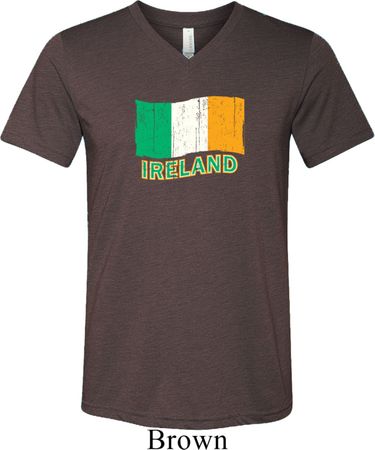 St Patrick's Day Distressed Ireland Flag Mens Tri Blend V-neck Shirt
