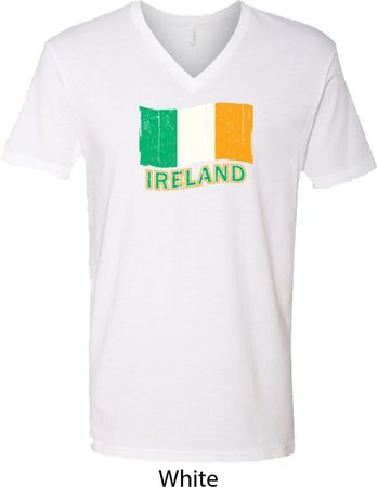 St Patrick's Day Distressed Ireland Flag Mens V-Neck Shirt
