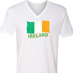 St Patrick's Day Distressed Ireland Flag Mens V-Neck Shirt