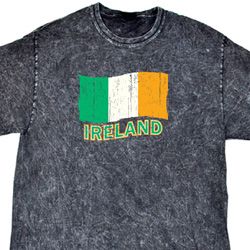 St Patrick's Day Distressed Ireland Flag Mineral Tie Dye Shirt