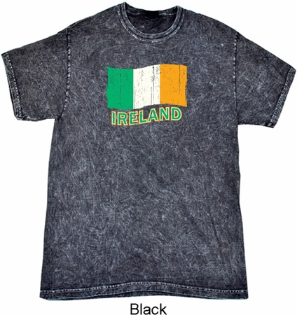 St Patrick's Day Distressed Ireland Flag Mineral Tie Dye Shirt