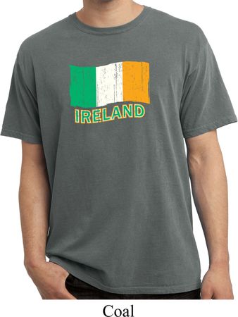 St Patrick's Day Distressed Ireland Flag Pigment Dyed Shirt