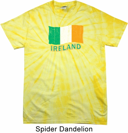 St Patrick's Day Distressed Ireland Flag Spider Tie Dye Shirt