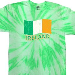 St Patrick's Day Distressed Ireland Flag Twist Tie Dye Shirt