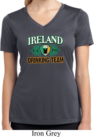 St Patrick's Day Ireland Drinking Team Ladies Dry Wicking V-neck Shirt