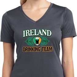 St Patrick's Day Ireland Drinking Team Ladies Dry Wicking V-neck Shirt St Patrick's Day Ireland Drinking Team Ladies Dry Wicking V-neck Shirt