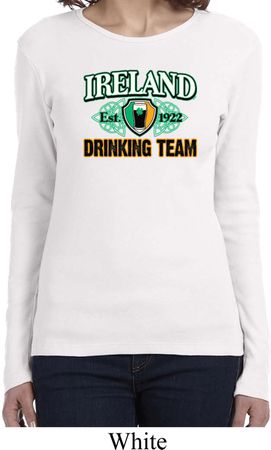 St Patrick's Day Ireland Drinking Team Ladies Long Sleeve Shirt