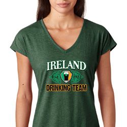 St Patrick's Day Ireland Drinking Team Ladies Tri Blend V-Neck Shirt St Patrick's Day Ireland Drinking Team Ladies Tri Blend V-Neck Shirt