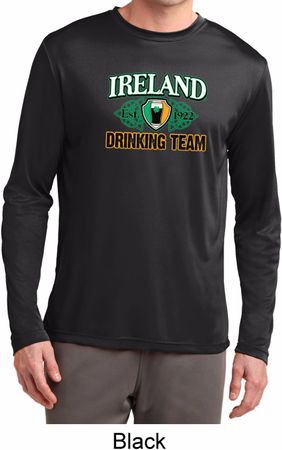 St Patrick's Day Ireland Drinking Team Mens Dry Wicking Long Sleeve