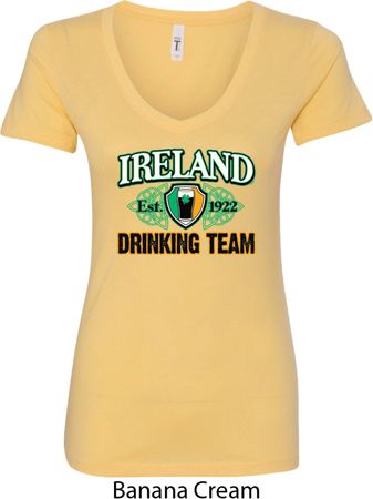 St Patrick's Day Ireland EST 1922 Drinking Team Ladies V-Neck Shirt