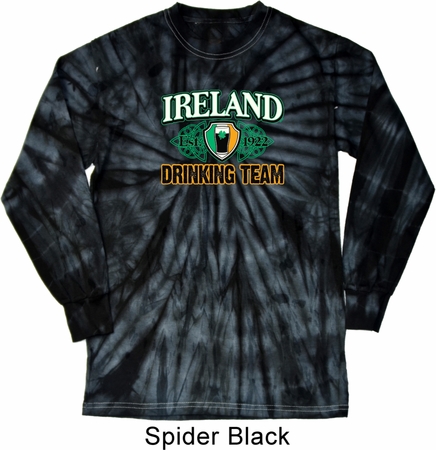 St Patrick's Day Ireland EST 1922 Drinking Team Long Sleeve Tie Dye