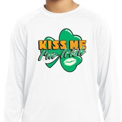 St Patrick's Day Kiss Me I'm Irish Kids Dry Wicking Long Sleeve Shirt St Patrick's Day Kiss Me I'm Irish Kids Dry Wicking Long Sleeve Shirt