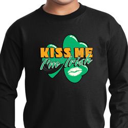 St Patrick's Day Kiss Me I'm Irish Kids Long Sleeve Shirt St Patrick's Day Kiss Me I'm Irish Kids Long Sleeve Shirt