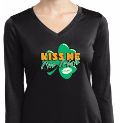 St Patrick's Day Kiss Me I'm Irish Ladies Dry Wicking Long Sleeve St Patrick's Day Kiss Me I'm Irish Ladies Dry Wicking Long Sleeve