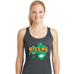 St Patrick's Day Kiss Me I'm Irish Ladies Dry Wicking Racerback Tank St Patrick's Day Kiss Me I'm Irish Ladies Dry Wicking Racerback Tank