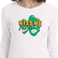 St Patrick's Day Kiss Me I'm Irish Ladies Long Sleeve Shirt St Patrick's Day Kiss Me I'm Irish Ladies Long Sleeve Shirt