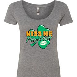St Patrick's Day Kiss Me I'm Irish Ladies Scoop Neck Shirt St Patrick's Day Kiss Me I'm Irish Ladies Scoop Neck Shirt