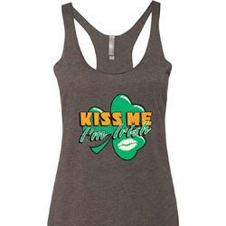 St Patrick's Day Kiss Me I'm Irish Ladies Tri Blend Racerback Tank Top St Patrick's Day Kiss Me I'm Irish Ladies Tri Blend Racerback Tank Top