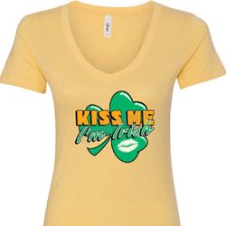 St Patrick's Day Kiss Me I'm Irish Ladies V-Neck Shirt St Patrick's Day Kiss Me I'm Irish Ladies V-Neck Shirt