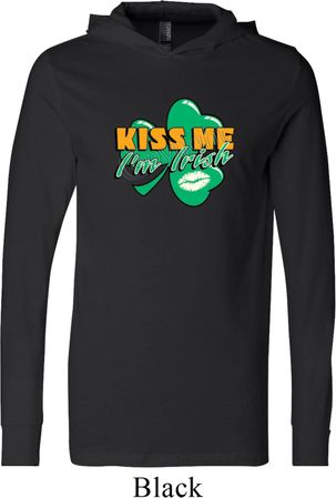 St Patrick's Day Kiss Me I'm Irish Lightweight Hoodie Tee