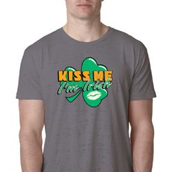 St Patrick's Day Kiss Me I'm Irish Mens Burnout Shirt