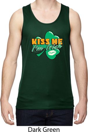 St Patrick's Day Kiss Me I'm Irish Mens Moisture Wicking Tanktop